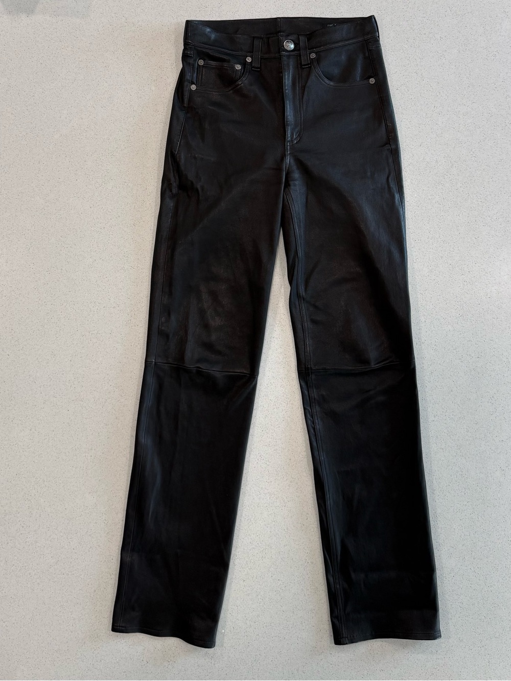 Women’s Black Leather Jeans - Classic Straight Fit